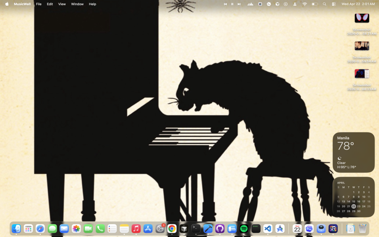 Now Playing glass card on the desktop
